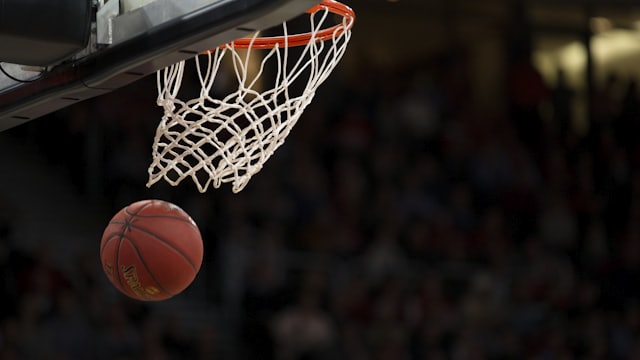 Basketball game action