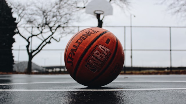 Player shooting a basketball